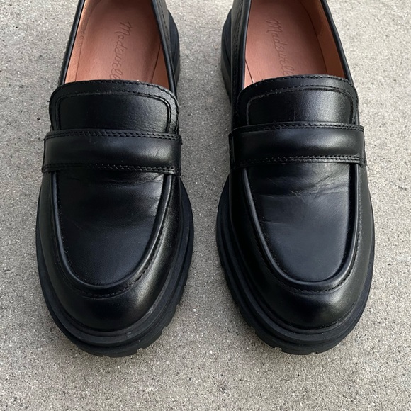 Madewell The Bradley Lugsole Loafer in Black Leather Size 6.5 Platform $158 - Picture 4 of 11